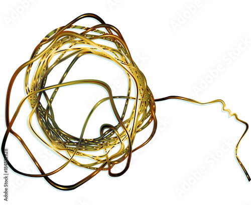 Copper wire illustration of silver vector isolated
