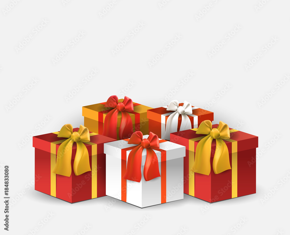 Vector illustration with gift boxes. Vector elemens for christmas or birthday card Vector illustration with gift boxes. Vector elemens for christmas or birthday card