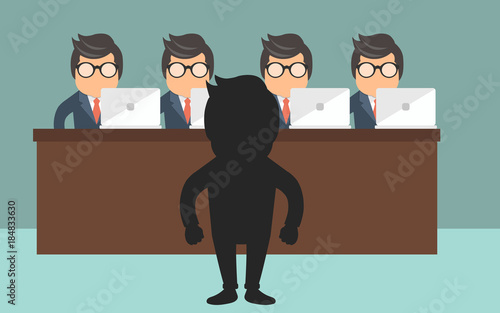 Job interview concept. Interview with the candidate positions. Flat vector illustration.