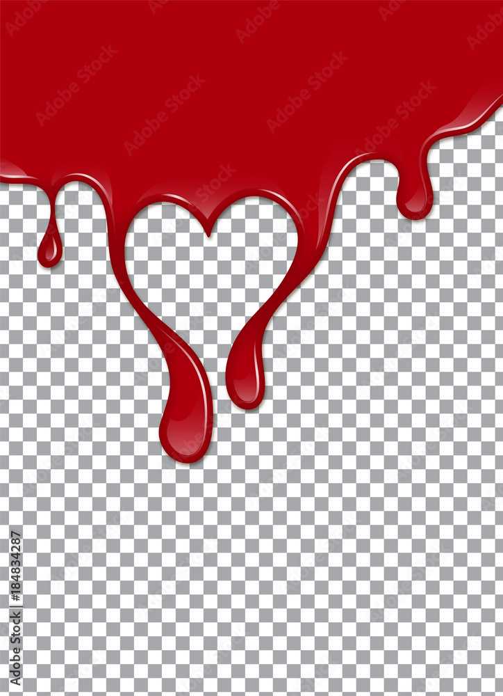 Vector Bloody background. Strawberry syrup or ketchup on transparent Background