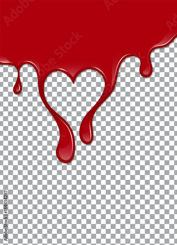 Obraz na płótnie Vector Bloody background. Strawberry syrup or ketchup on transparent Background w salonie