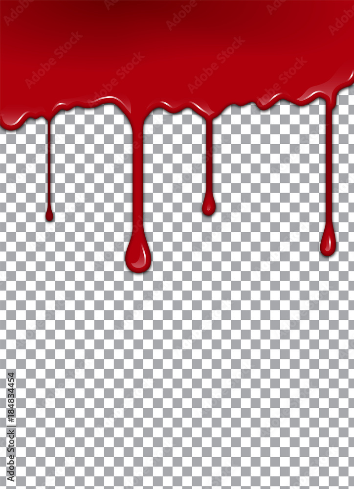 Vector Bloody background. Strawberry syrup or ketchup on transparent Background