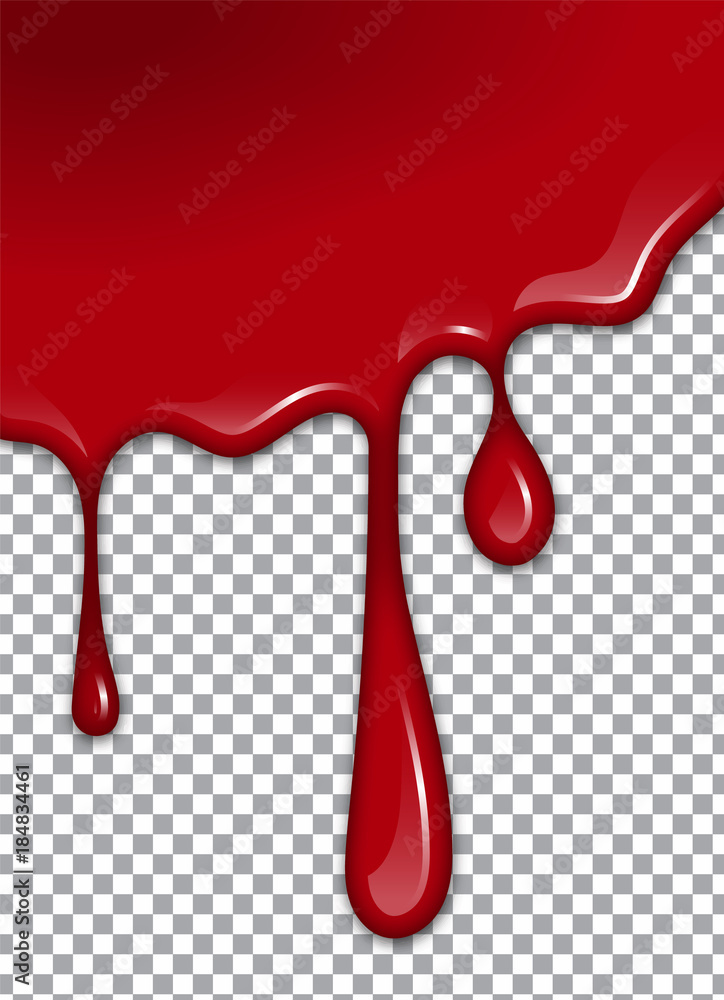 Vector Bloody background. Strawberry syrup or ketchup on transparent Background