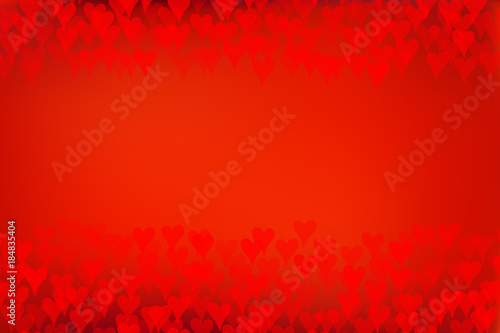 Red background with flowing defocused blurred hearts with space for text