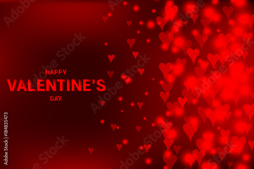 Red background with flowing defocused blurred heart. happy Valentine s day vector illustration