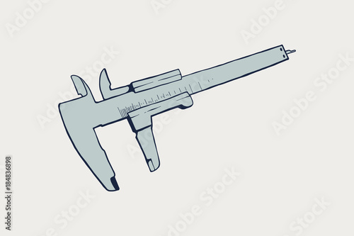Calipers. Mesurement. Building and construction. Vector illustration.
