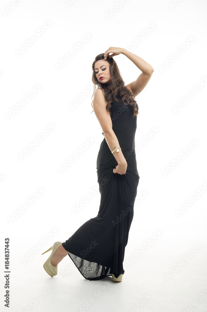 Young beautiful fashion women wear black dress Young beautiful fashion women wear black dress