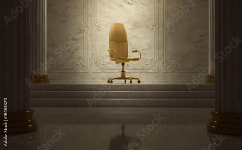 Goldener Bürostuhl als Thron