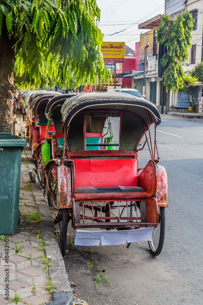 Bevak, rickshaw or pedicab in Indonesia