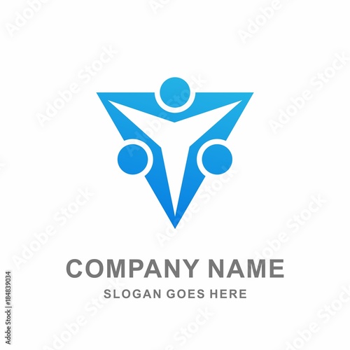 Company Network Meeting Team Group People Social Together Community Connection Friendship Vector Logo Design Template