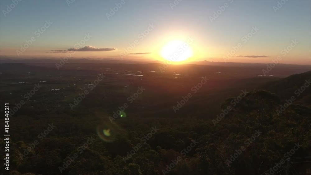 flying towards sunset on Gold Coast hinterland flying towards sunset on Gold Coast hinterland