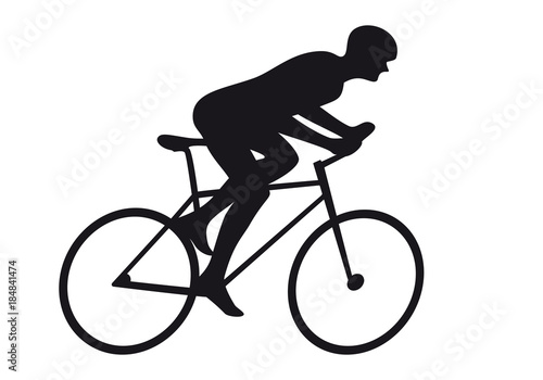 Road Cycling Cyclist Bicyclist Cycle Race Icon Silhouette. Bicyclist Riding Bicycle Isolated on White Background Vector Illustration.