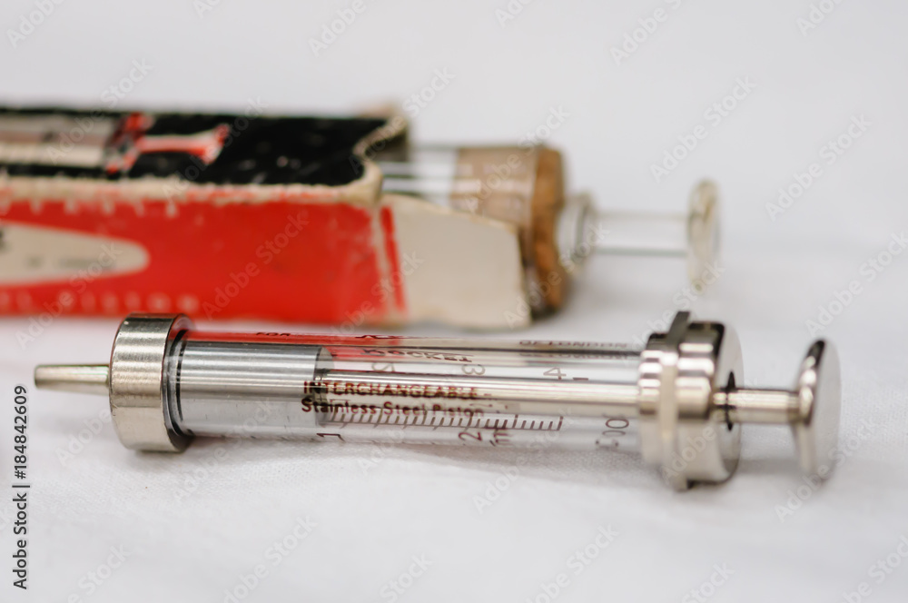 Fototapeta premium Glass syringe dating from around 1914.