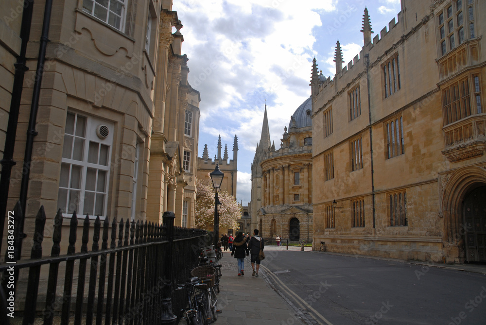 Catte Street, Bodleian Library, Radcliffe Square and University Church in Oxford, United Kingdom