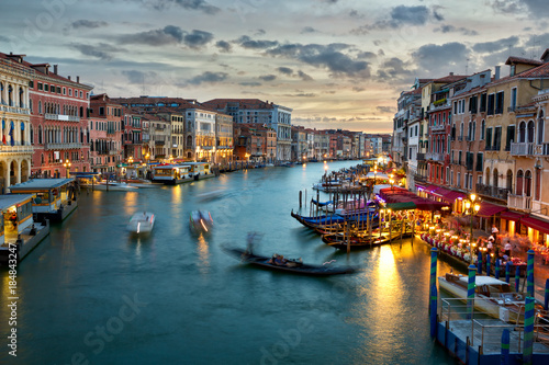 Grand Canal at dusk in Venice, Italy