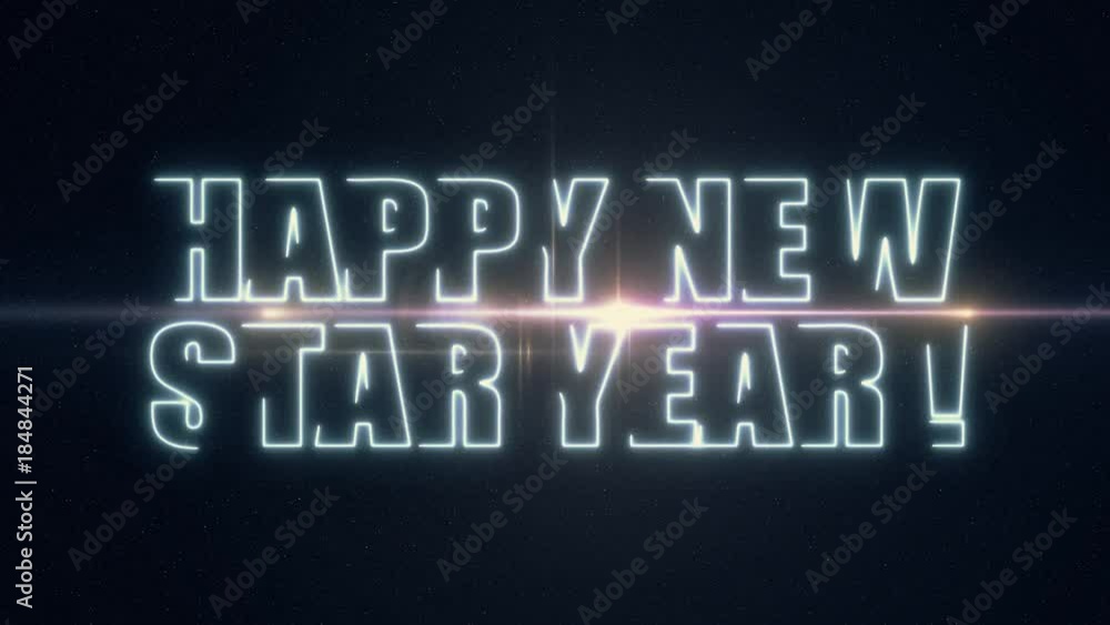 soft blue laser neon HAPPY NEW STAR YEAR text with shiny light optical flares animation on black background - new quality retro vintage motion dynamic holiday joyful sale video footage loop soft blue laser neon HAPPY NEW STAR YEAR text with shiny light optical flares animation on black background - new quality retro vintage motion dynamic holiday joyful sale video footage loop