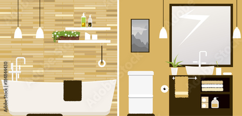 Interior of a modern freshly renovated bathroom,  EPS 8 vector illustration. No real design or product is depicted