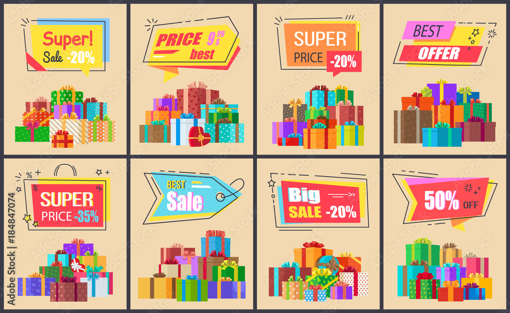 Super Price Big Sale Posters Vector Illustration