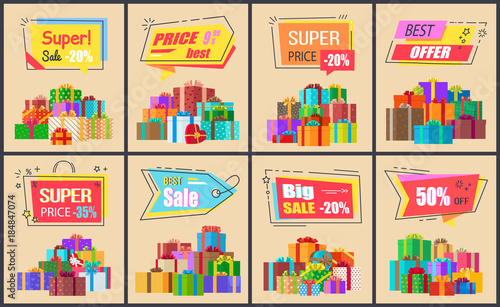 Super Price Big Sale Posters Vector Illustration