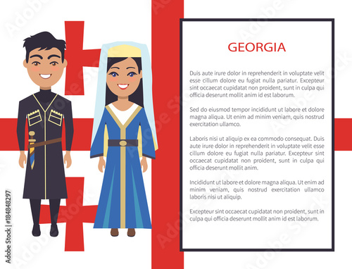 Georgia Costumes, on Vector Illustration Blue