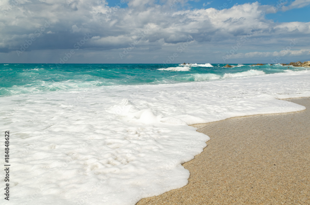 Fototapeta premium Turquoise water on the Riaci beach near Tropea, Italy