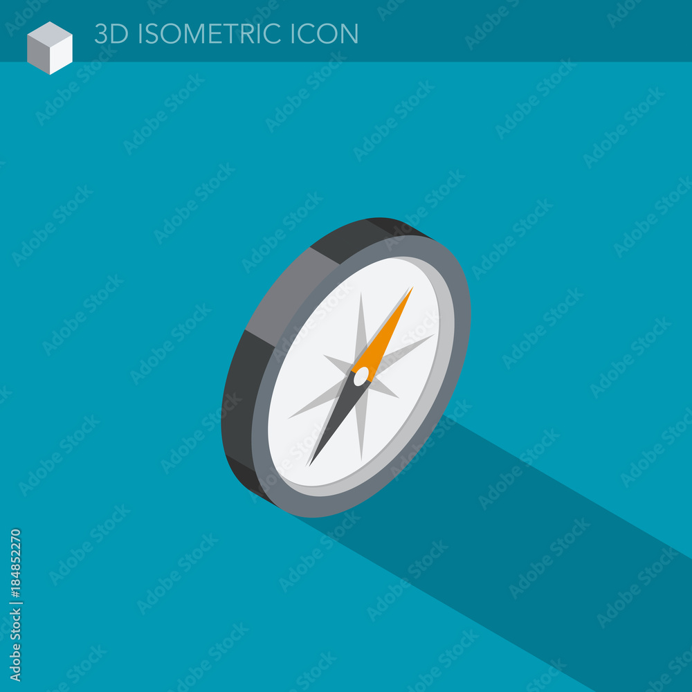 boussole icône 3D isométrique - compass 3D isometric web icon