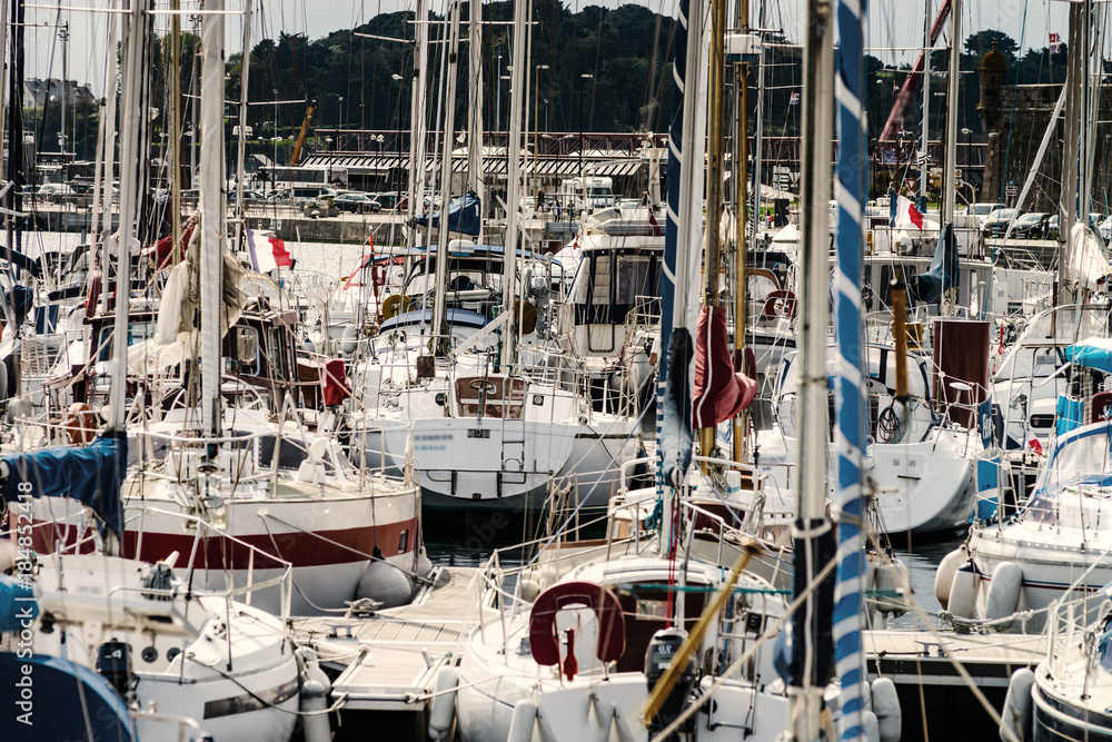 Many little boats and yachts in port of St-Malo, Brittany