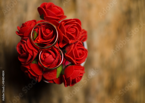 Red flowers and rings