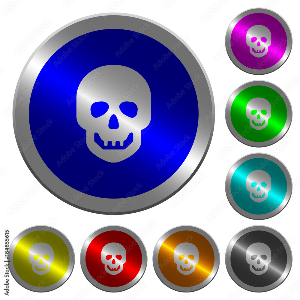 Human skull luminous coin-like round color buttons Human skull luminous coin-like round color buttons