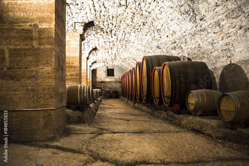 cantina di vino italiano in botti photo