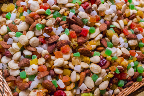 Dry fruit stall in a market. © michaeljournolleau