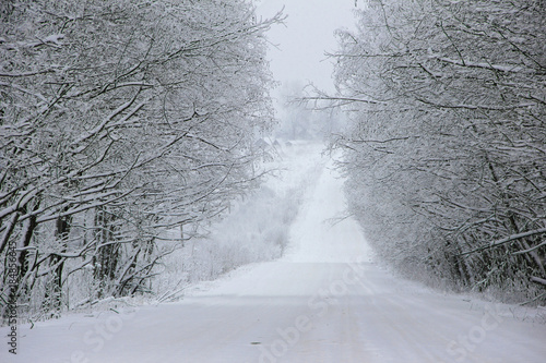 Winter snowy road at countryside