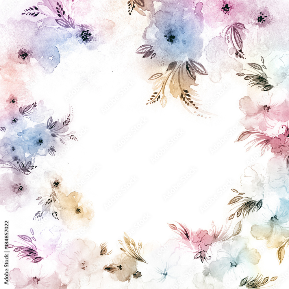Bouquet of flowers frame in pastel colors. Bouquet of flowers frame in pastel colors.