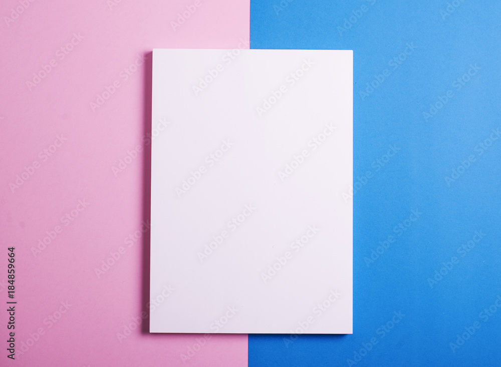 Sheets of paper stacked on cardboards pink and blue. Sheets of paper stacked on cardboards pink and blue.