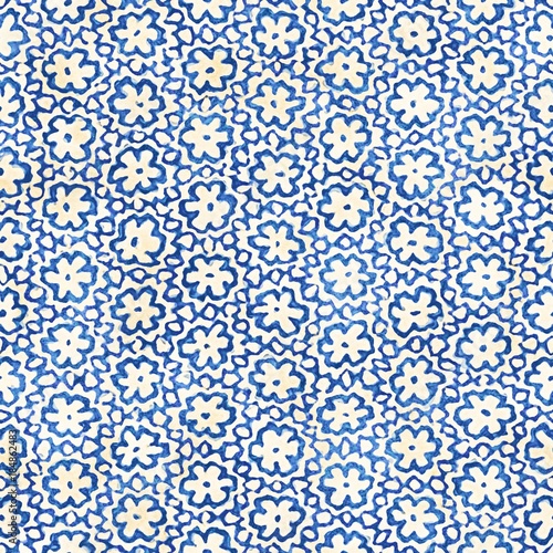 Wallpaper Mural Native batik seamless watercolor artistic boho style colorful square pattern. Torontodigital.ca