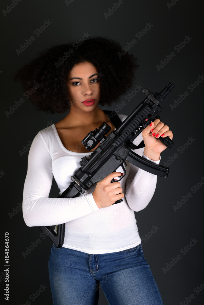 woman with gun