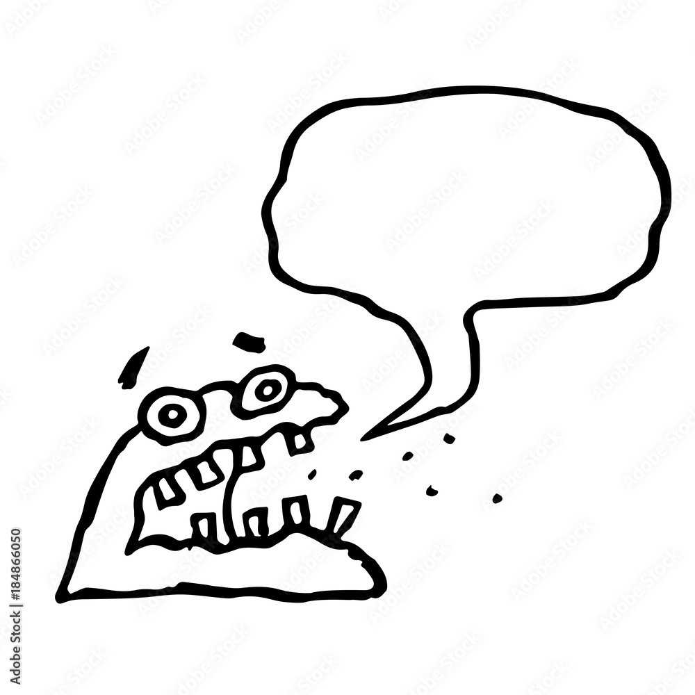 Angry jelly monster sponge screams. Speech bubble. Vector Illustration. Angry jelly monster sponge screams. Speech bubble. Vector Illustration.
