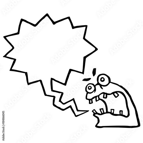 Angry knot monster screams. Speech bubble. Vector Illustration.