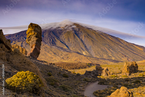 El Teide National Park Tenerife. Desert volcano style landscape. Spanish highest mountain.