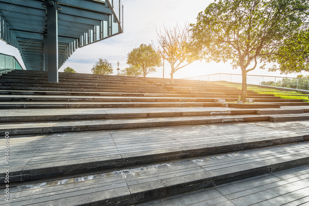 The stairs in the downtown under sunny sky