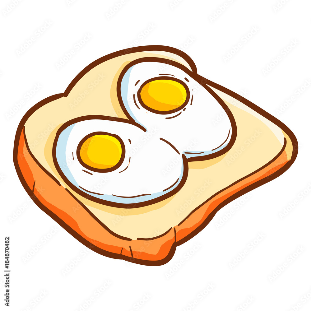 Cute and yummy bread with two fried eggs - vector. Cute and yummy bread with two fried eggs - vector.