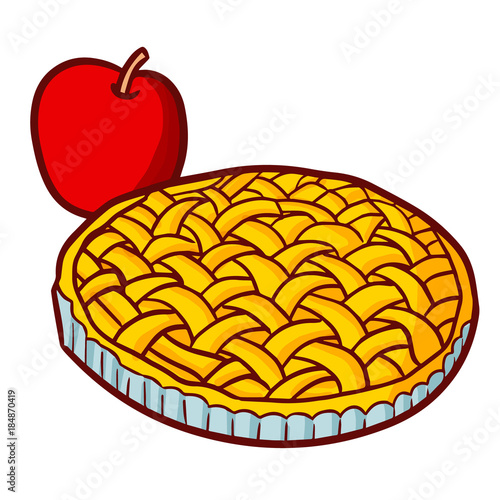 Funny and yummy apple pie - vector.