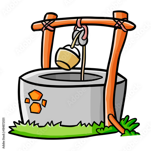 Funny and cute vintage well - vector.