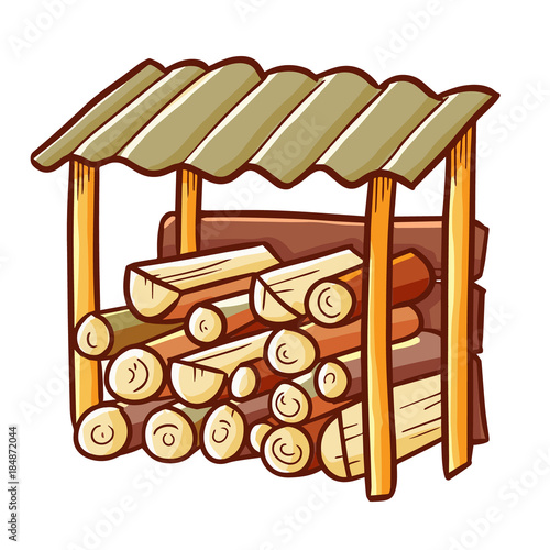 Funny and cute woodshed outdoor vintage - vector. photo