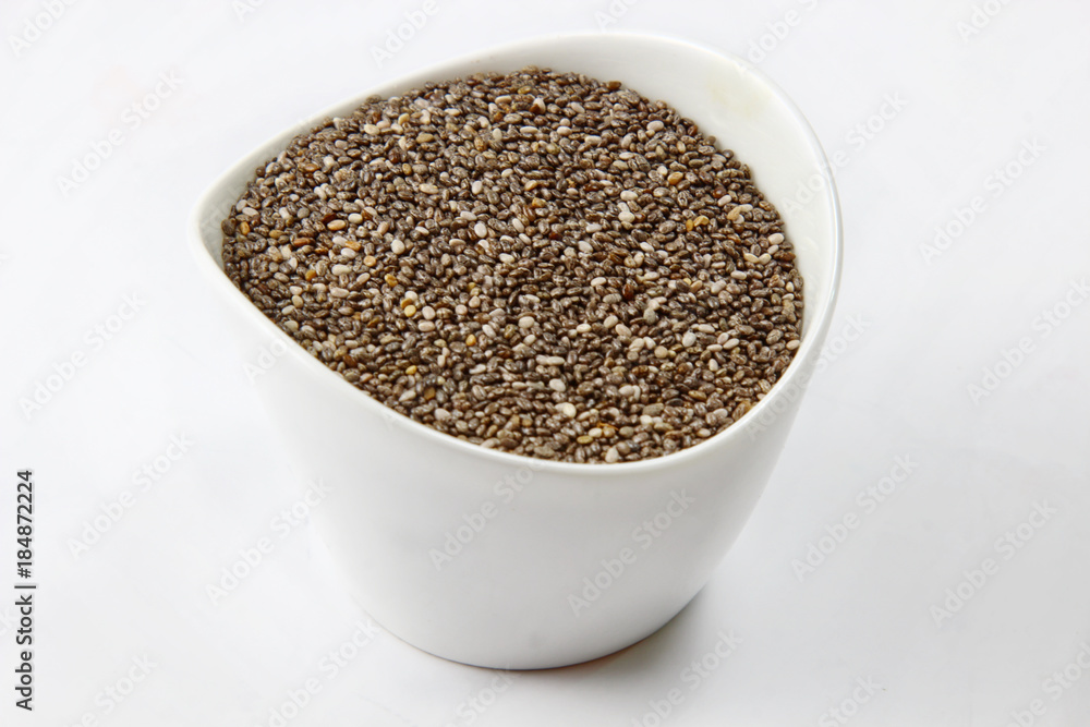 Chia seeds in a container Chia seeds in a container