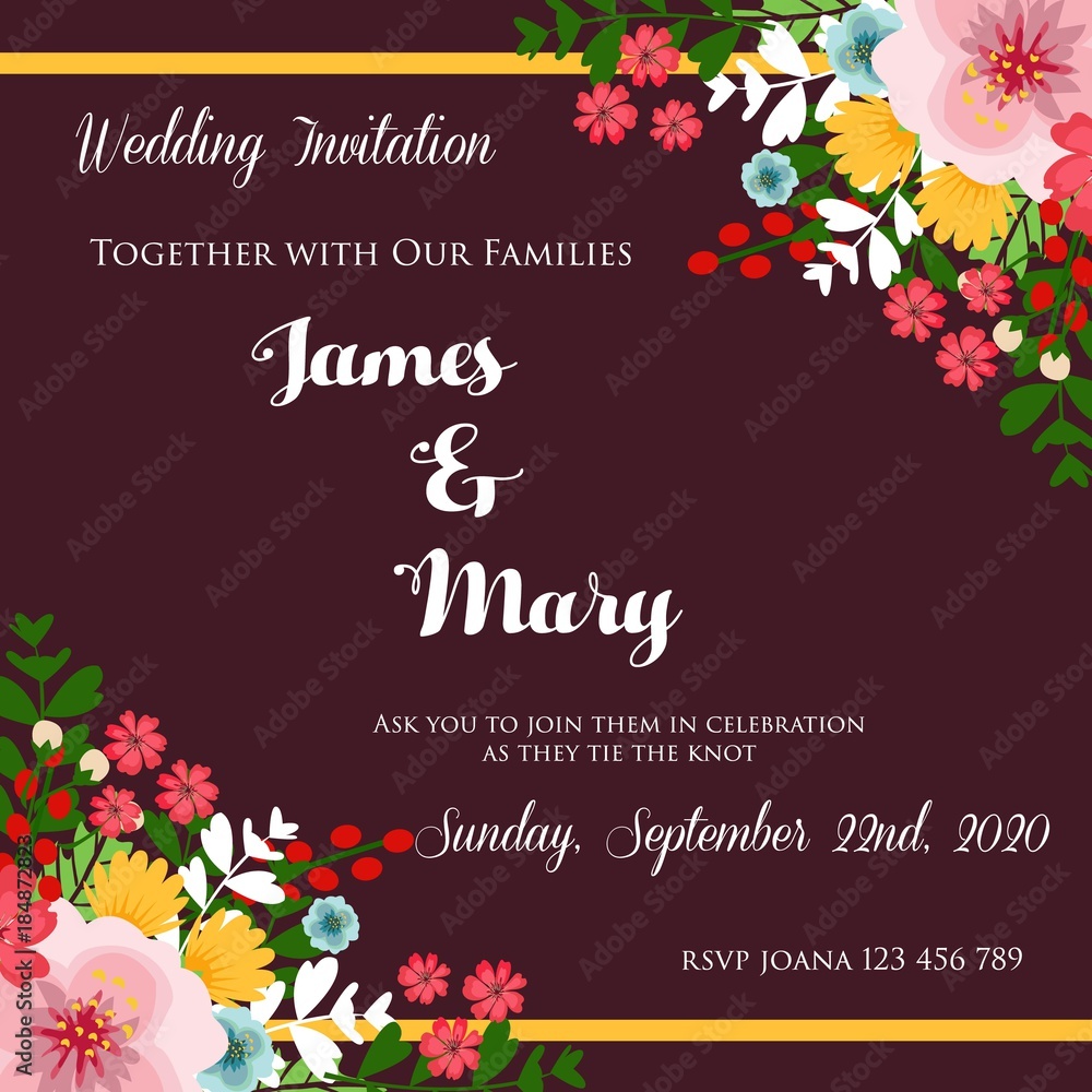 Fototapeta premium purple invitation with flower