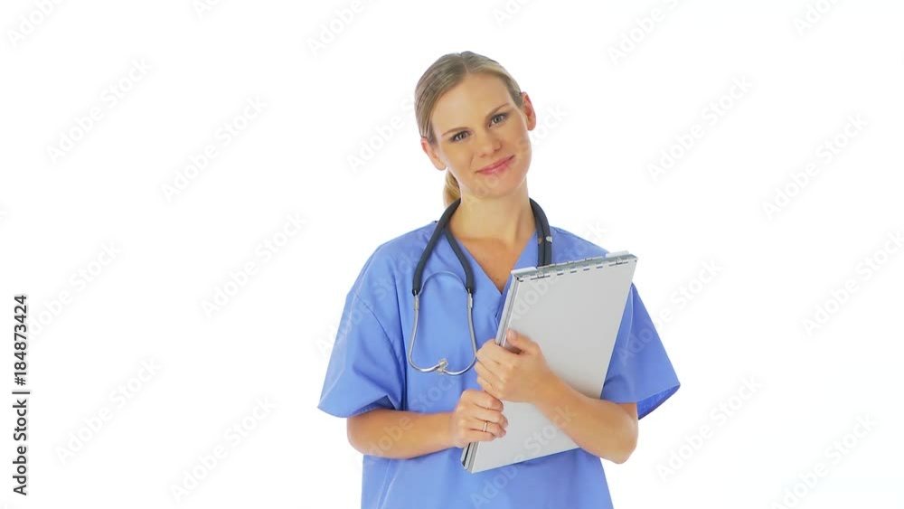 Portrait of nurse with clipboard Portrait of nurse with clipboard