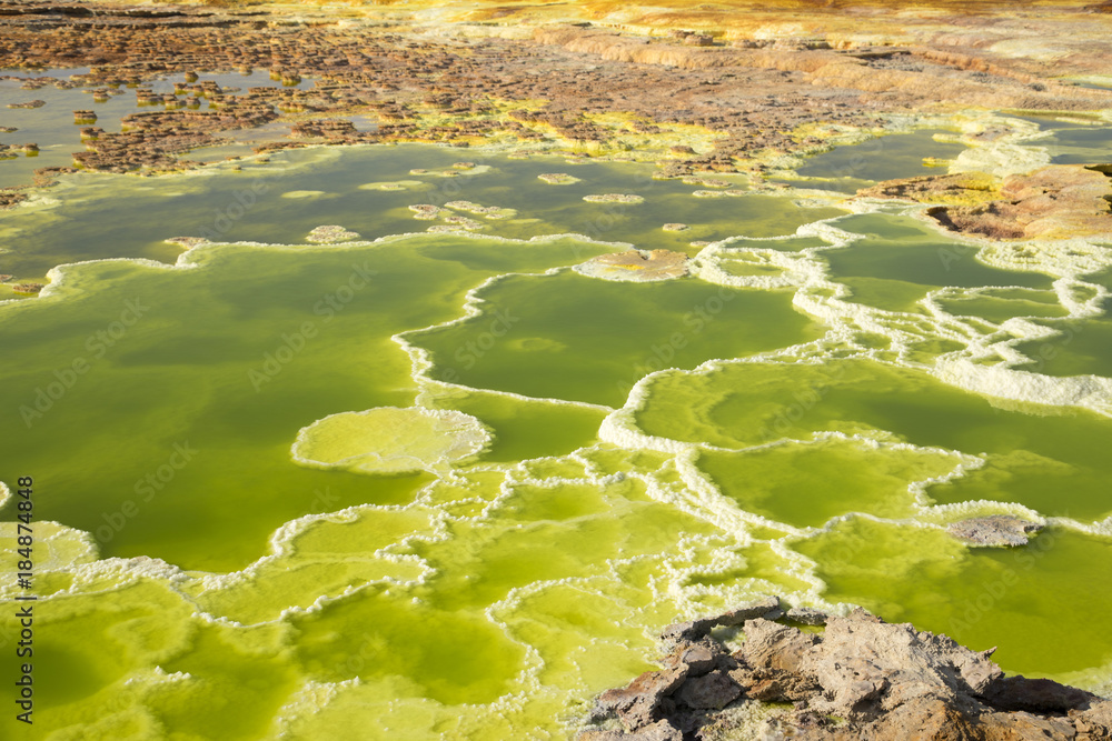 Dalol, Dankakil Depression. Volcanic hot springs of Ethiopia. Earth’s