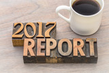 2017 report word abstract in vintage wood type