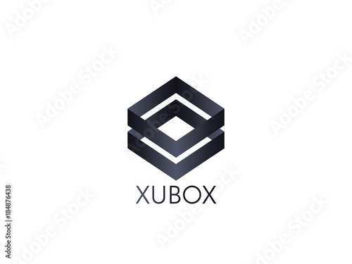 abstract box cube logo icon template. blockchain and technology thing concept symbol.
